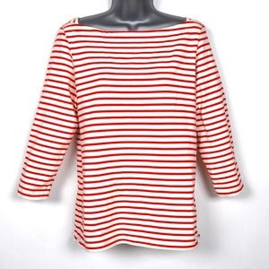 UNIQLO Striped Boat Neck 3/4 Sleeve T-Shirt